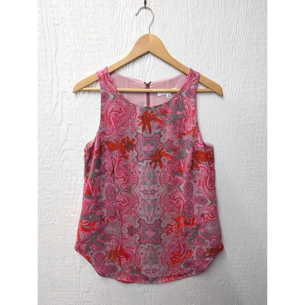 Cabi Pink Paisley Print Sleeveless Blouse Tunic Style #127 Size Small